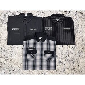 NWOT Strip Club Choppers Talent Scout Black Work Button Up Shirts XL Lot of‎ 3